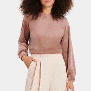 NWT Ugg Blush Pink Beckner Cropped Sweatshirt size Small, color Dusk Dusty Rose